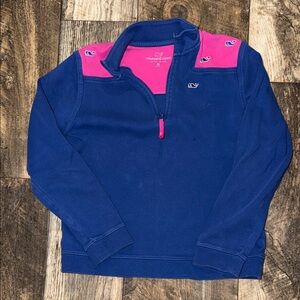 Vineyard Vines Navy and Pink Quarter-Zip